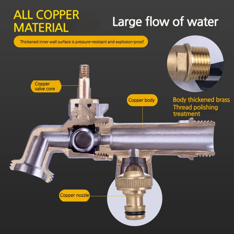 TMOK 1, wlot 2, mosiężny kran ogrodowy na zewnątrz, zapobiegający zamarzaniu, przeciw pękaniu, zewnętrzny kran do nawadniania ogrodu