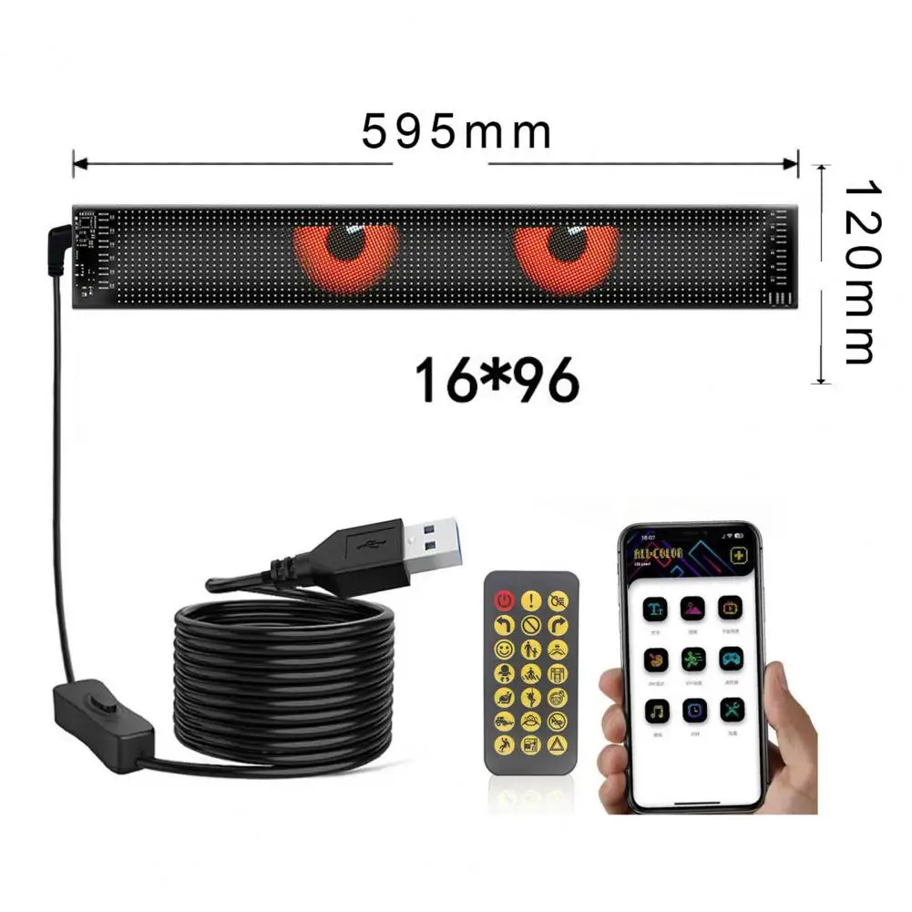 Diy Car Window Led Eyes Led Lights for Windows Dynamic Led Eyes for Car Windows Smartphone-controlled Colorful Eye Lamp for Diy