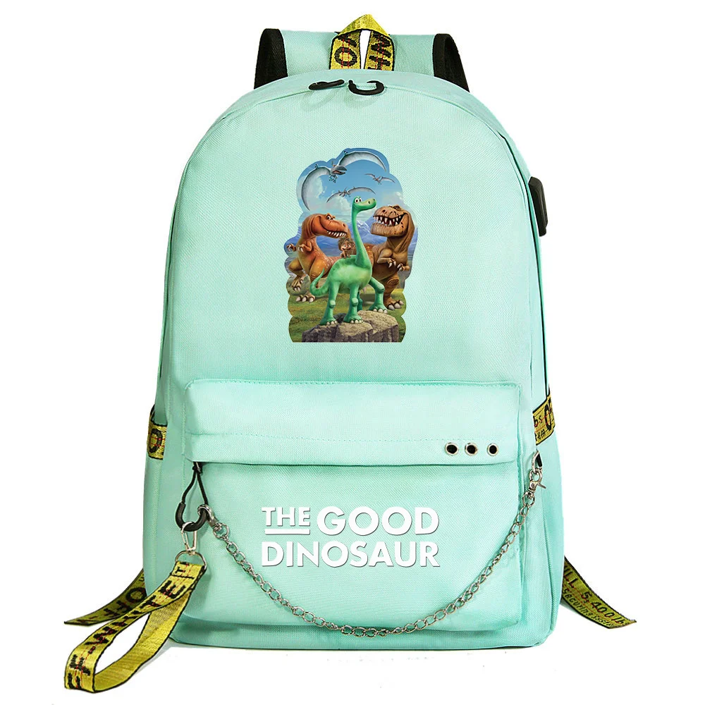 MINISO The Good Dinosaur Students School Bag Women Men Causal Travel Laptop Backpack with Charging USB Teenager Backpacks