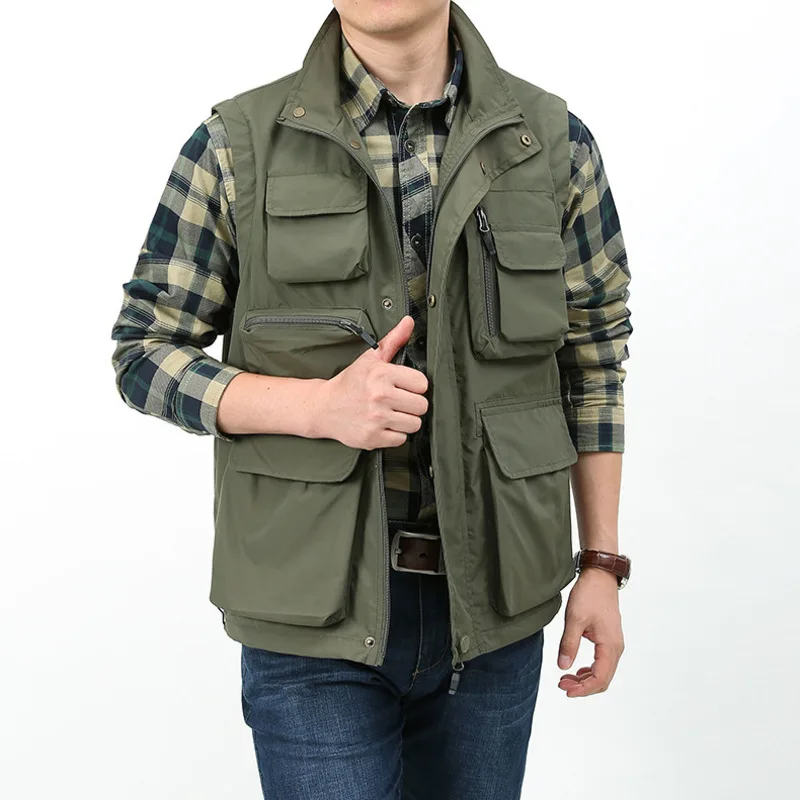 

Sleeveless Jacket Coat Summer for Men Spring Tactical Vest Hunting Fishing Clothing Jackets Man Mesh Embroidered Military Work