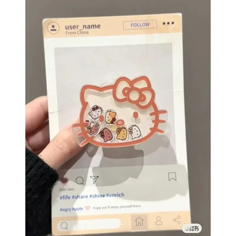 Hello Kitty, desenho animado fofo, airbag de balanço divertido, suporte retrátil para celular, pasta criativa, artefato preguiçoso, presente portátil