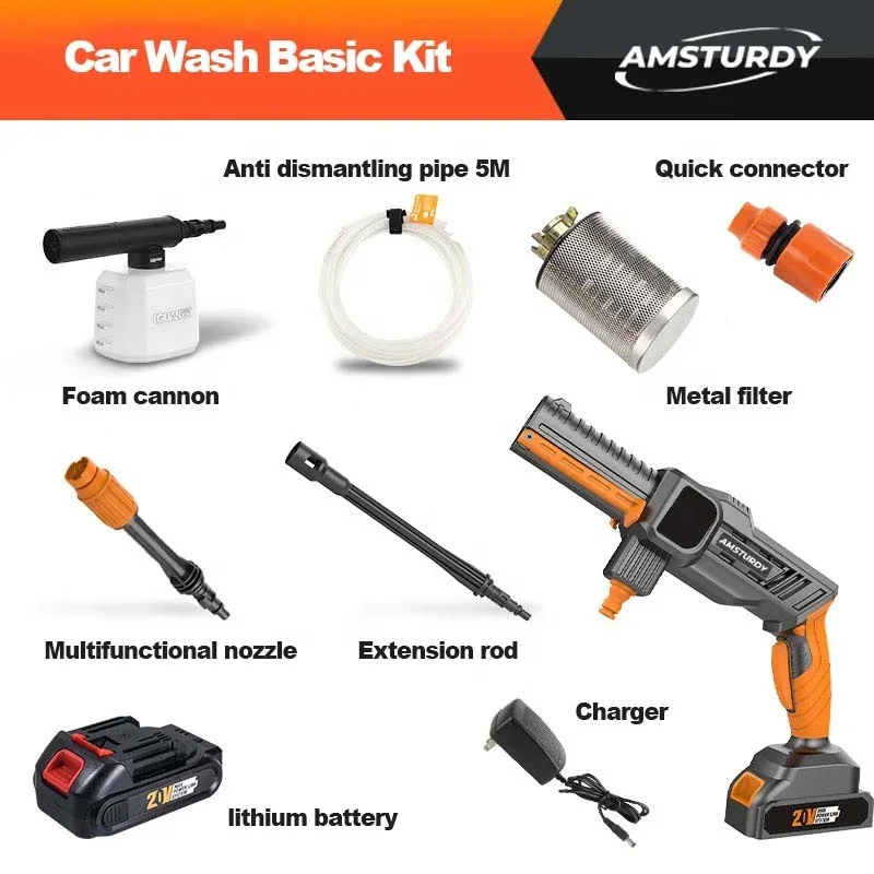 Amsturdy CP05 12v high pressure car washer cleaning s hidrolavadora inalambrica a presion cordless pressure washer 48V 1000psi