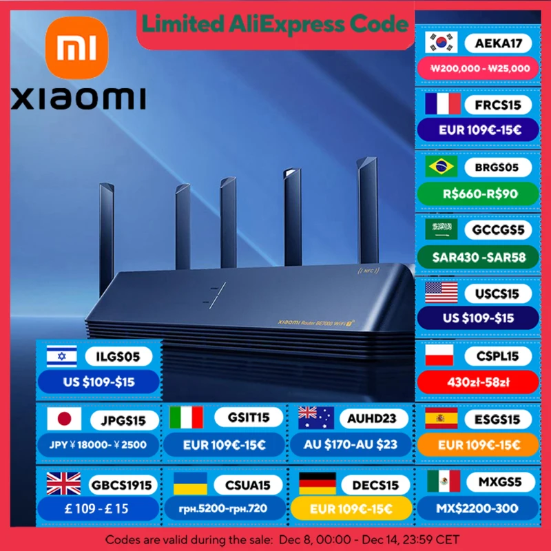 

XIAOMI MIJIA Router BE7000，Tri-Band WiFi7，4.3Gbps OFDMA，4 x 2.5G Ethernet Ports + 1 x USB 3.0 Port，Chinese Version With Adapter