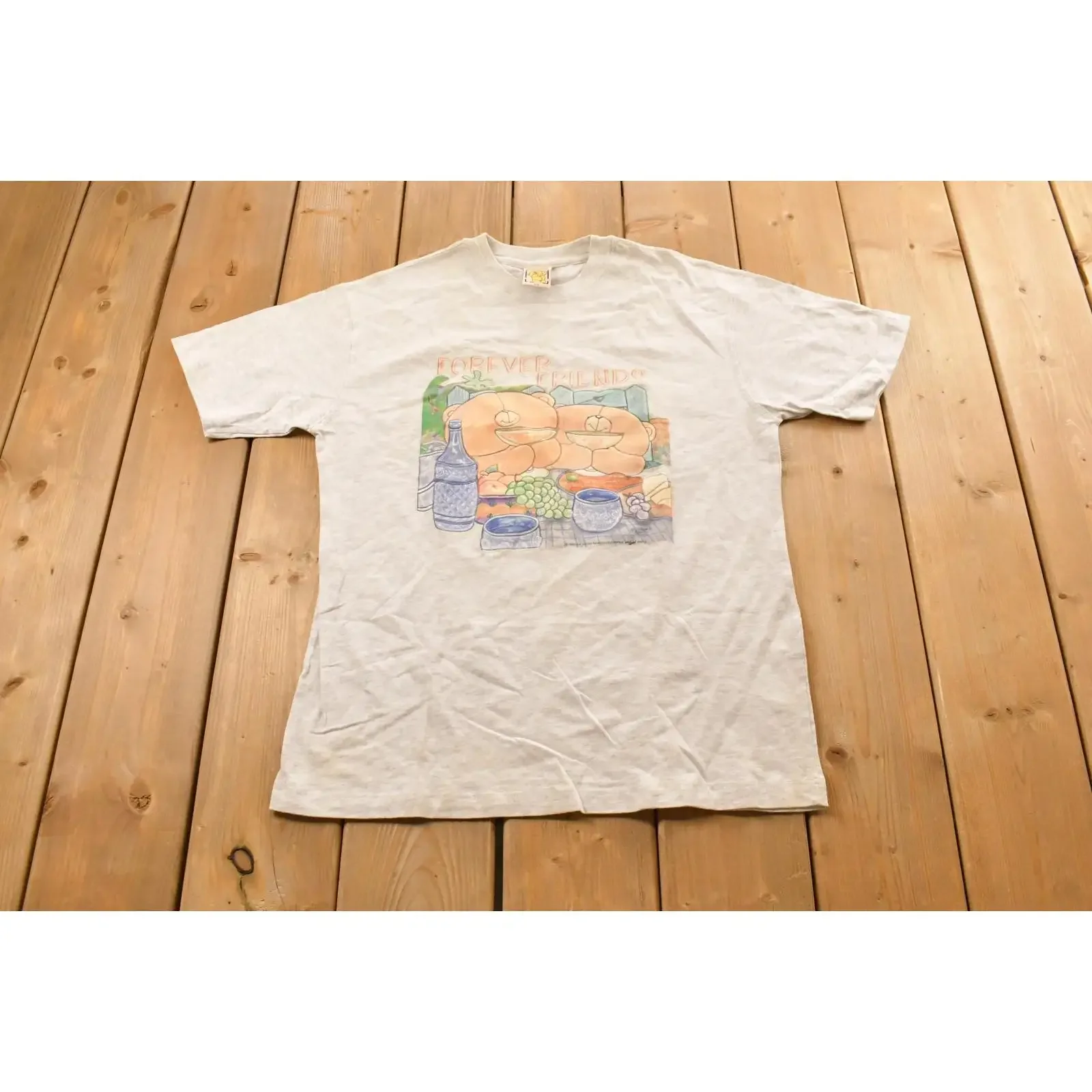 Vintage 1995 Andrew Brownsword Forever Friends T Shirt 90s Retro Cute Streetwear Mens Casual vintage Washed graphic Slightly