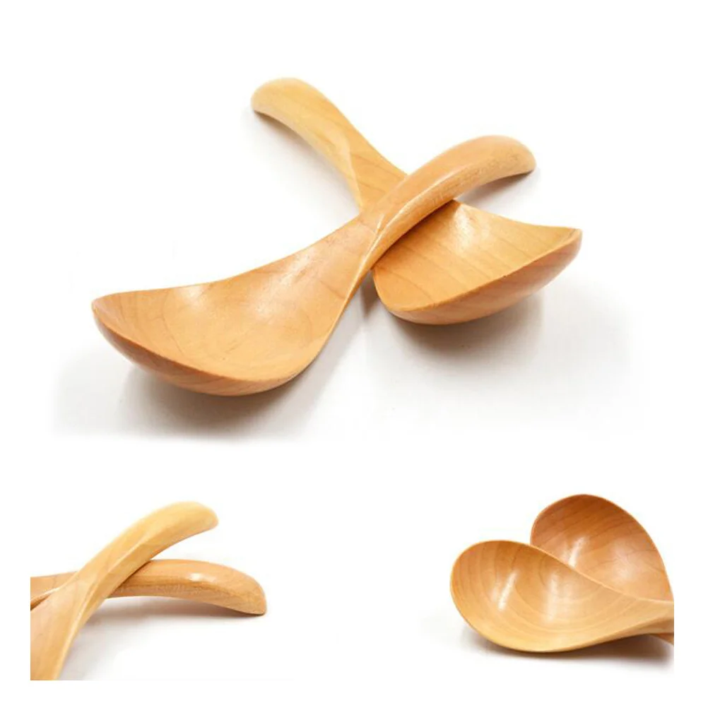 Cuchara de arroz de madera Natural para sopa, café, curry, mezcla de salsa, cocina casera, herramienta para agitar, cuchara para arroz, 2 uds.