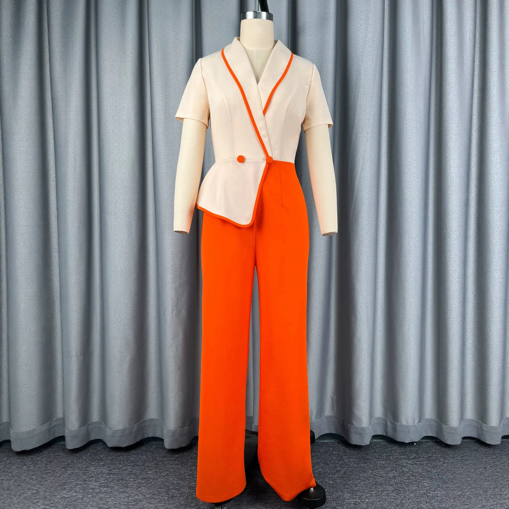 New Autumn. Style Jumpsuit With A Turn-down Necklace Ruffled Hem, And Contrasting Colour For A Slimming Effect Bandage Y2k、