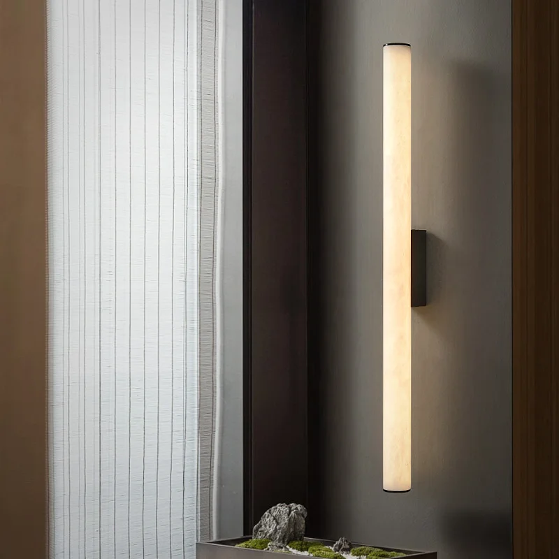 Minimalist linear brass marble wall lamp Sconce modern LED strip lamp living room corridor bedroom