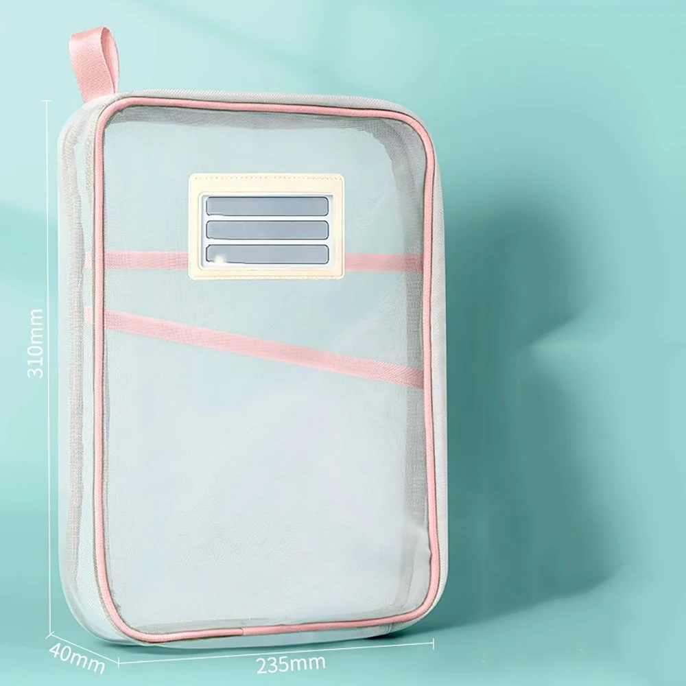 A4 Stationery Storage Bag Double-layer Mesh Zipper Bag Large Capacity School Office Supplies Stationary Bag Organizer Folders