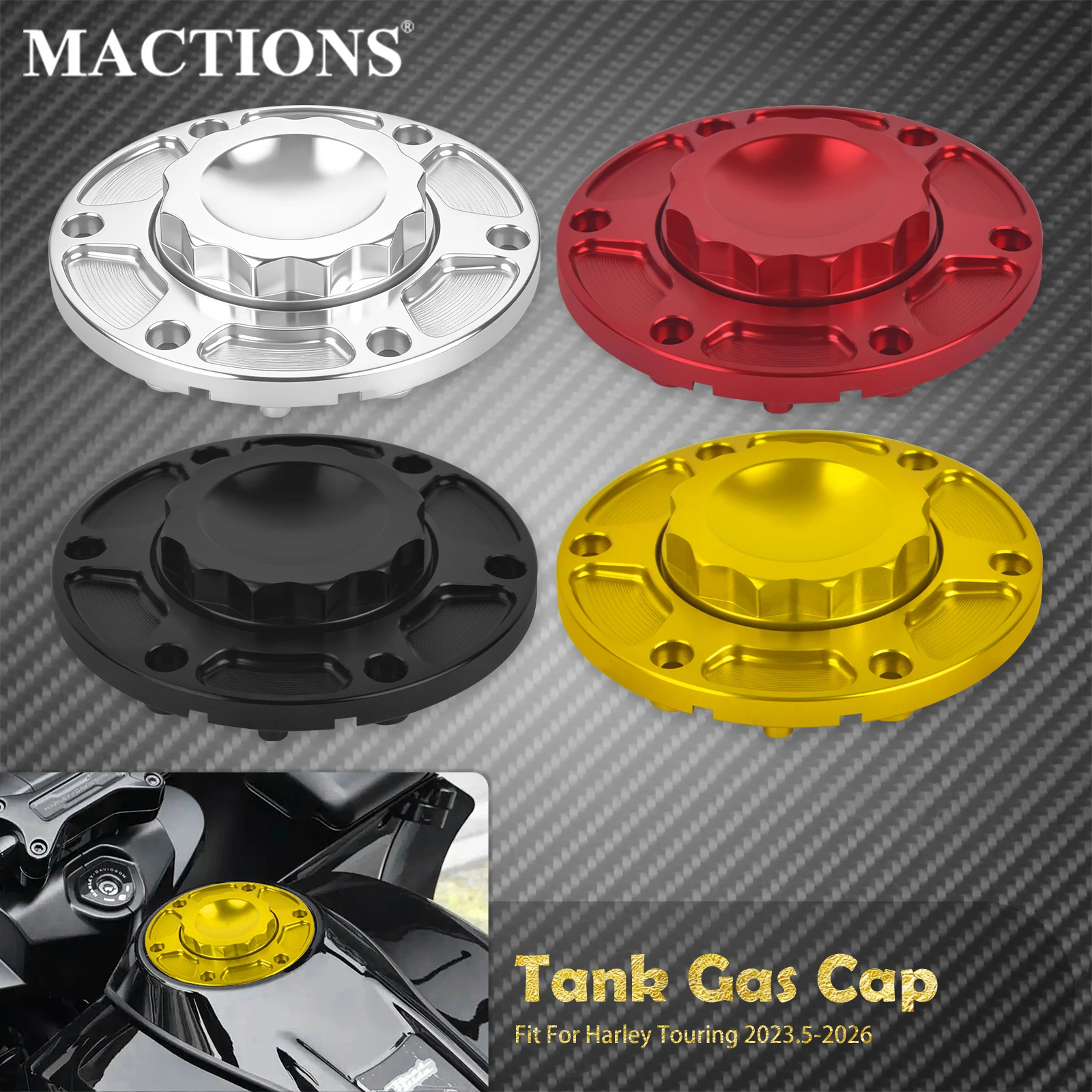 

Motorcycle Gas Cap Vented Oil Fuel Tank Cover Aluminum For Harley Touring Road King Electra Street Glide Ultra Limited 2023.5-26