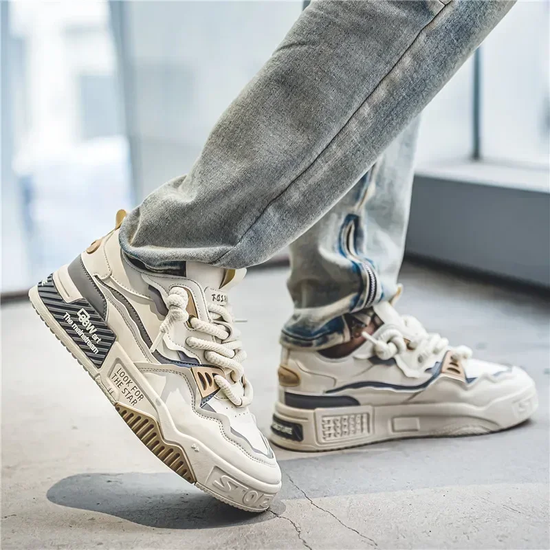 Fashion Men\'s Shoes Lace-up Sneakers Men Platform Mesh Casual Shoes Outdoor Comfortable Soft Soled Running Shoes Tênis Masculino