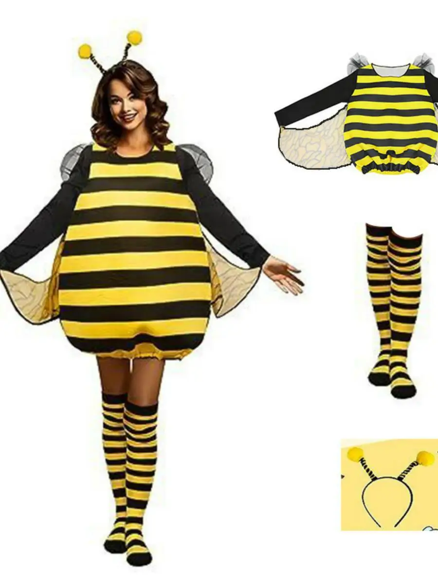 Novo Fsia de loween 2025 para Adultos e Crianças, Traje de Abelha para Apresentações, Roupa de Joaninha para Festivais...