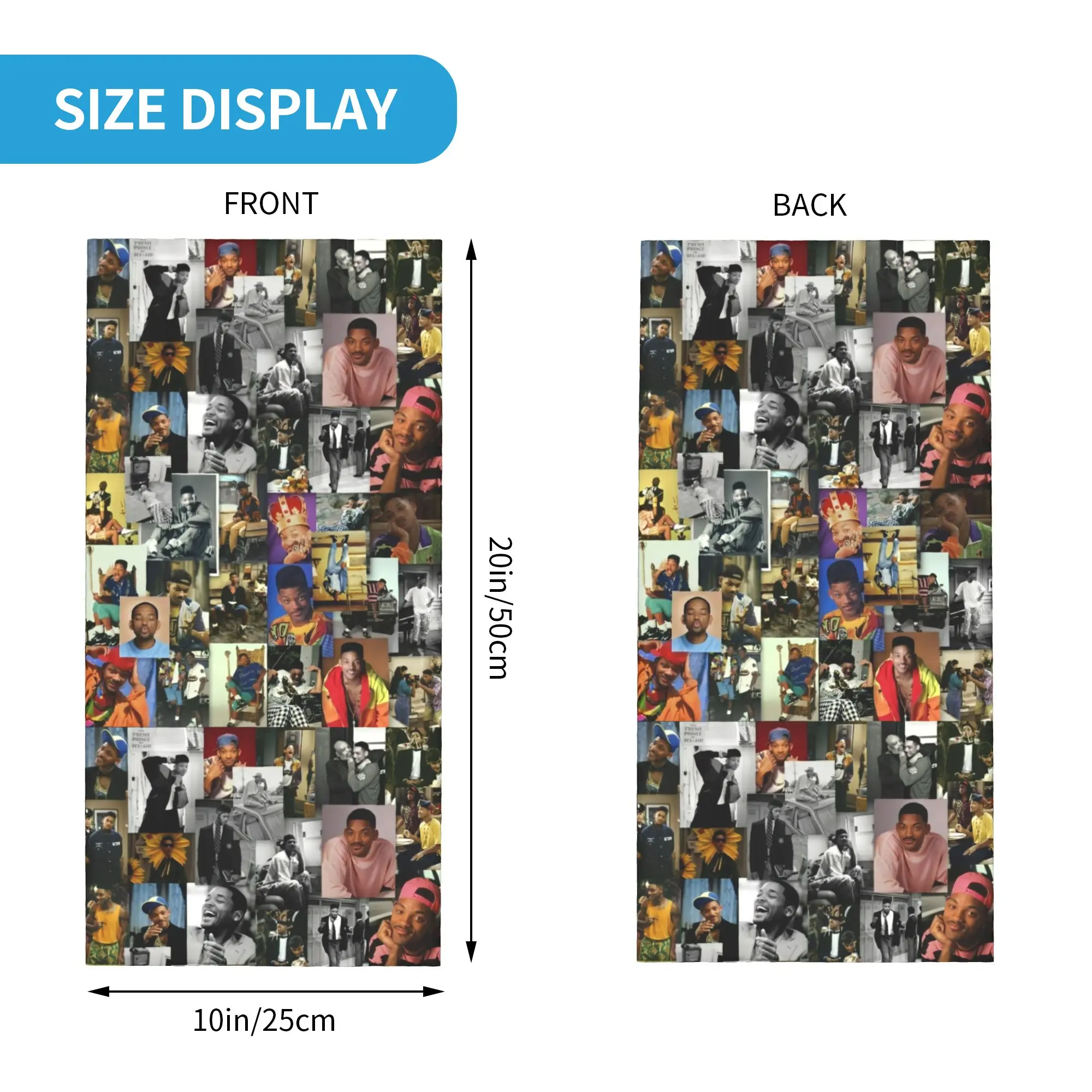 مخصص ويلز سميث الممثل الأمريكي مغني الراب باندانا الرقبة الجراب للمشي الدراجات الرجال النساء التفاف وشاح بالاكلافا أكثر دفئا #2
