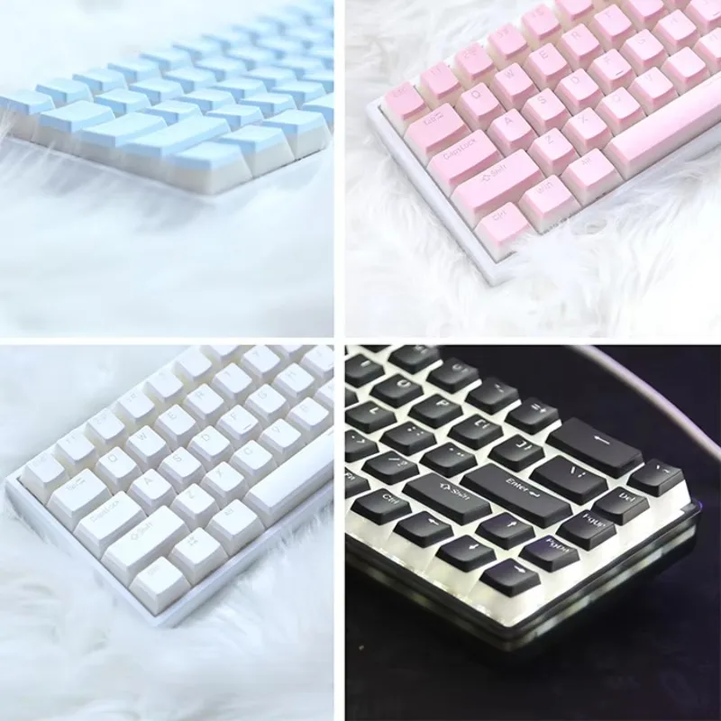 Transparent Double Leather Milk Pudding Keycap OEM Height PBT Double Injection Molded 68/84/87/98/104 Mechanical Keycap