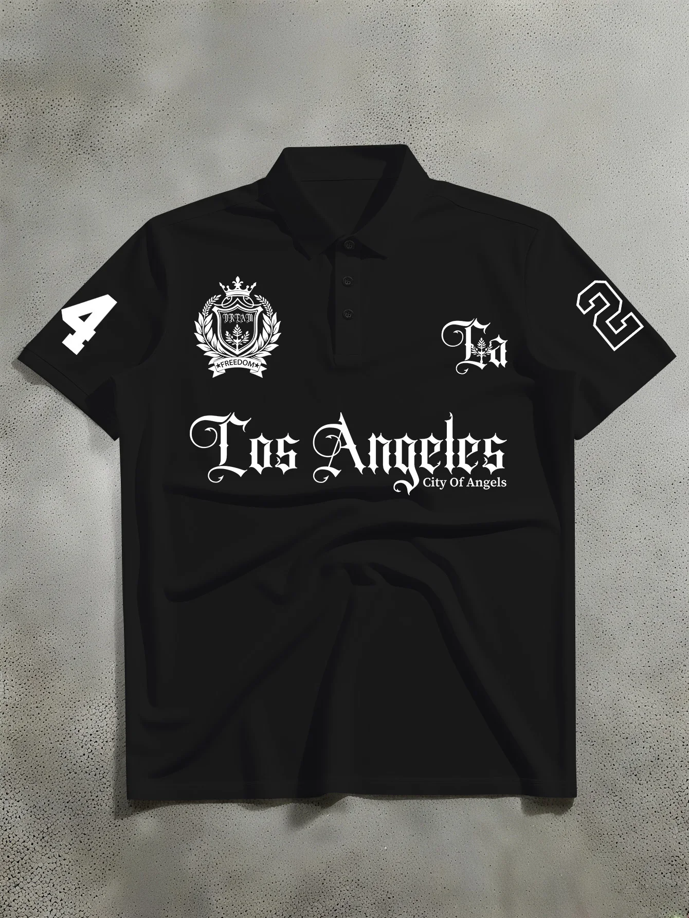 Men's Summer Retro American-style Trendy Men's Short-sleeved Polo Shirt with Letter Print Dark Street Style Outfit