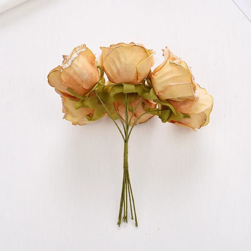 6 Stück künstliche Blumen, 4 cm, Seidenstrauß in leuchtendem Rosa für Hochzeit, Heimdekoration, DIY-Kranz, Geschenkbox, Scrapbook, künstliche Blumen – Detail 14