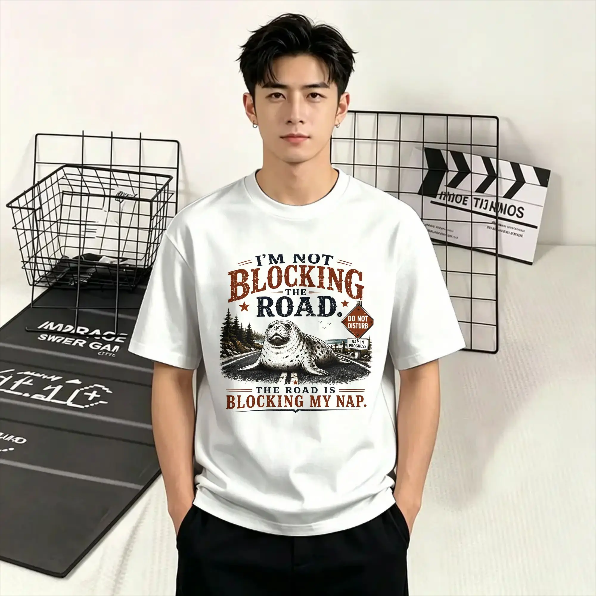 Men Neil the Seal  T Shirt  Cotton Tops Funny Short Sleeve Crewneck Tee Shirt Birthday Gift T-Shirt