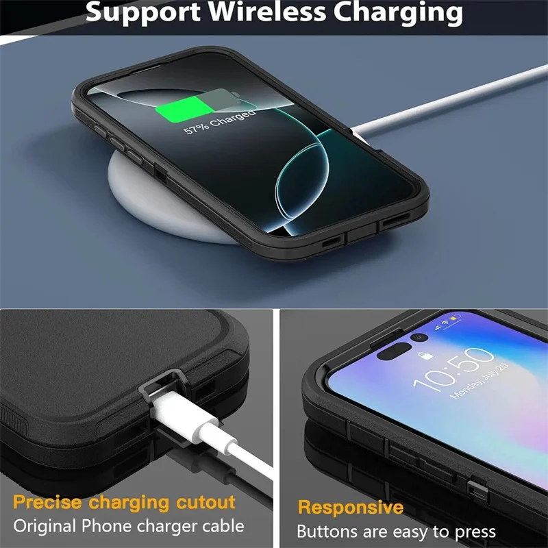 3 IN1 Heavy Duty Armor Schokbestendig Voor iPhone 16E 12 13 MINI 14 15 16 17 Pro Max Ari Voor Magesafe Magnetische Draadloze Lading Case