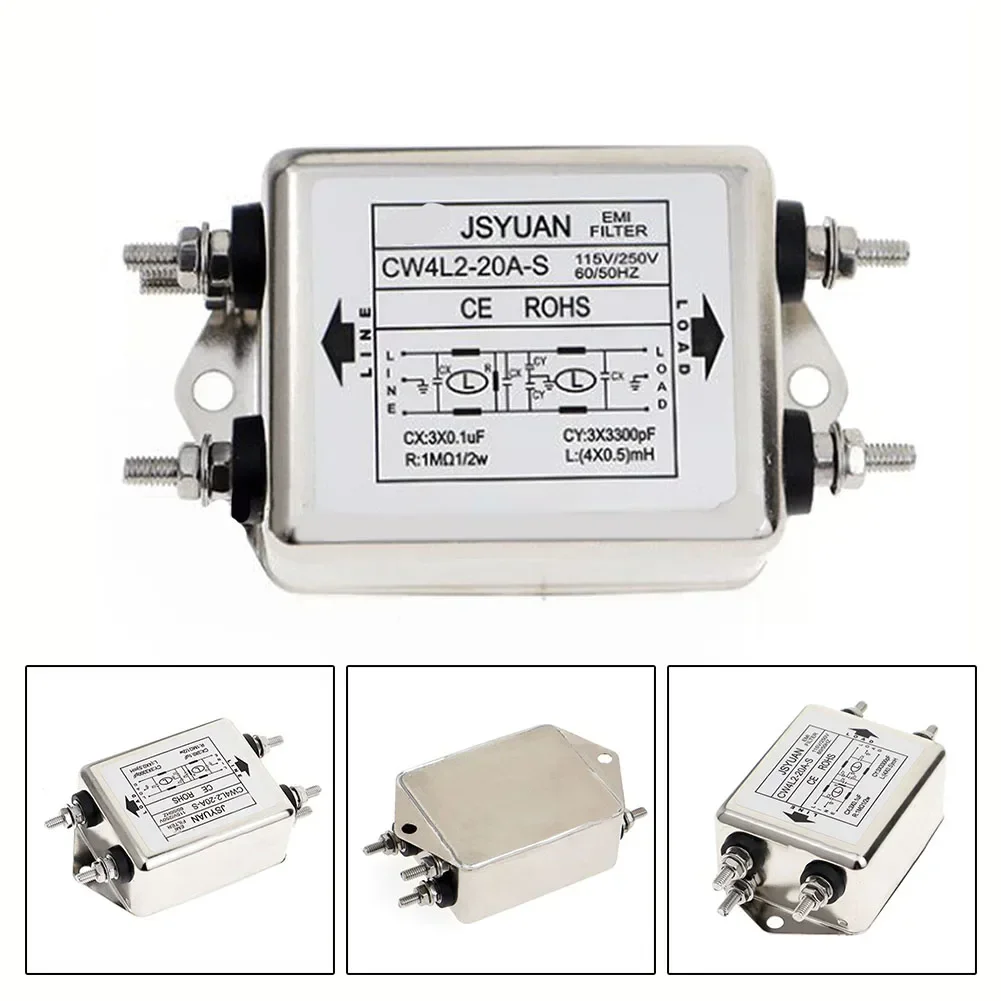 

CW4L2-10A-S Double-stage Bolttype Power Filter Single-Phase AC EMI Filter 220VAC AC 115V-250V Hole Distance 75.0MM