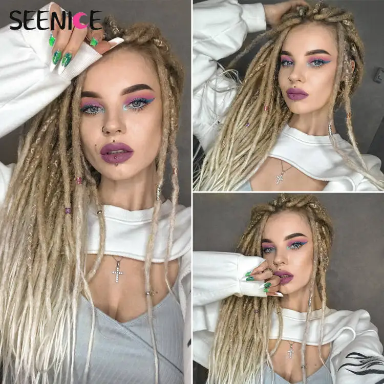24" Handmade Dreadlocks Extension Ombre Color Soft Synthetic Crochet Hair Super Long Dread Extensions Reggae Style for Women