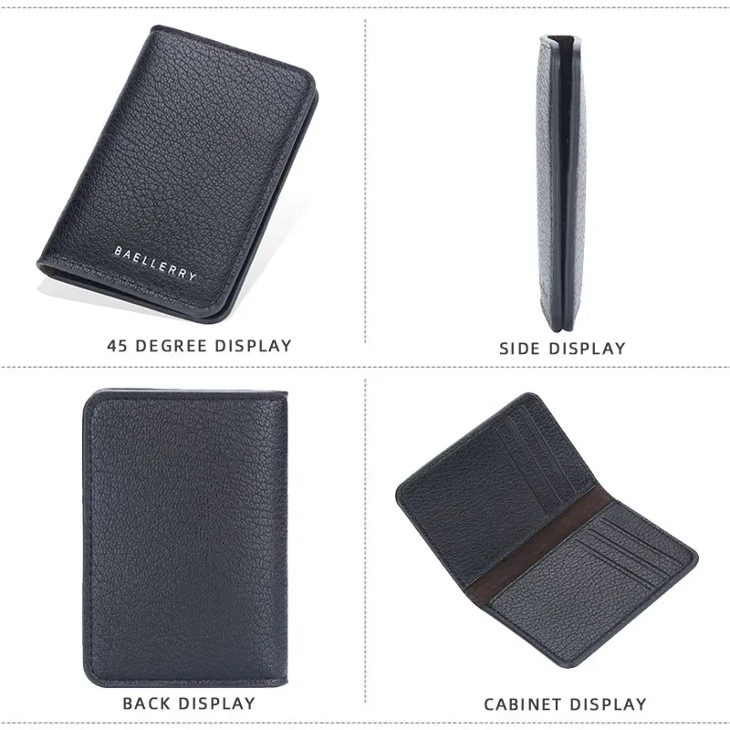 Baellerry Slim Compact Card Holder Wallet Men Soft Leather Mini Credit Card Holders Wallet for Men Small ID Card Case Cardholder