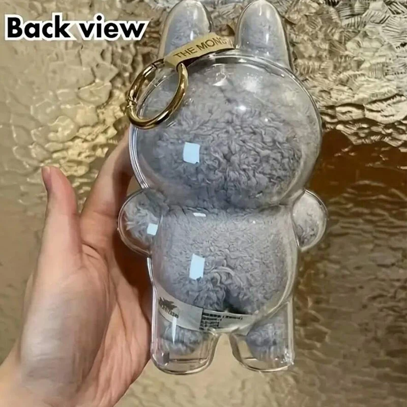 LABUBU-funda protectora transparente para juguetes de peluche, bolsa de exhibición de peluche de elfo, Mini caja de almacenamiento portátil, accesorios para muñecas
