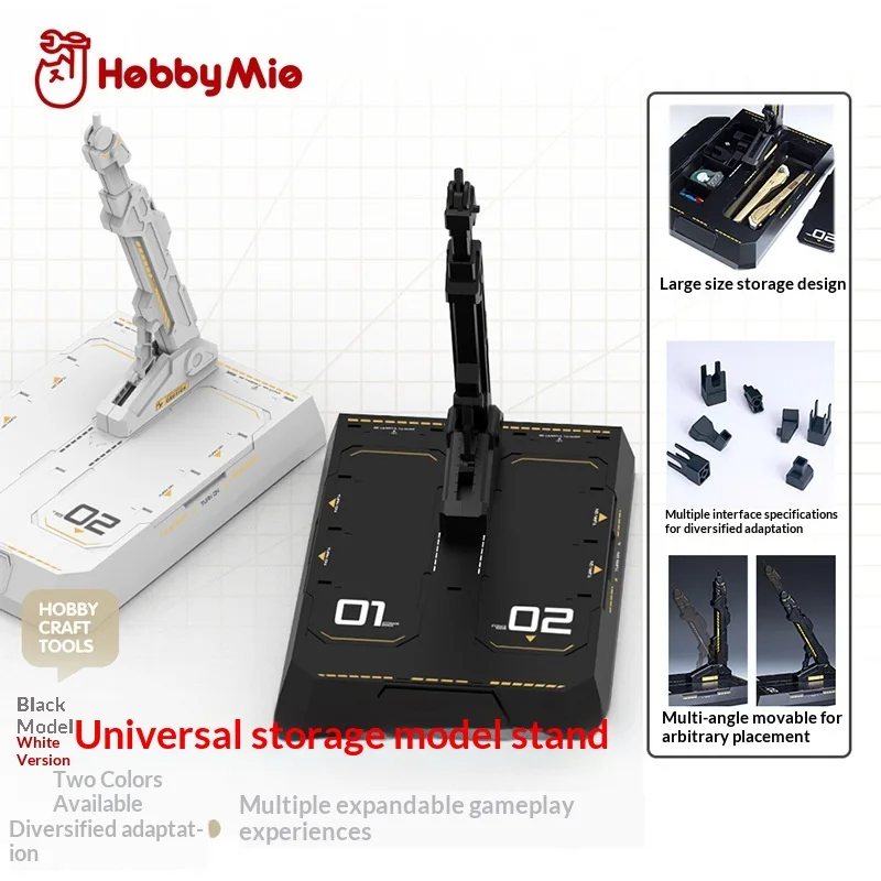 Universal Storage Model Stand Base, Fits Gundam Figures & Mecha, Multiple Model Compatible, Black & White