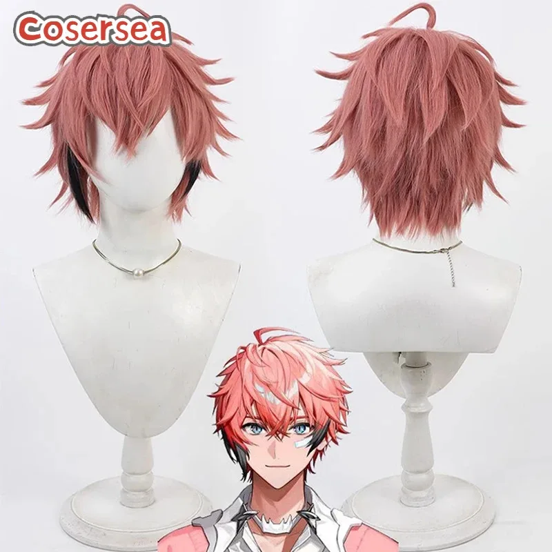 

Cosersea Akagi Wen Cosplay Wigs Virtual YouTuber Akagi Wen 30cm Short Pink Mixed Black Men Cos Wig Synthetic Hair Heat Resistant