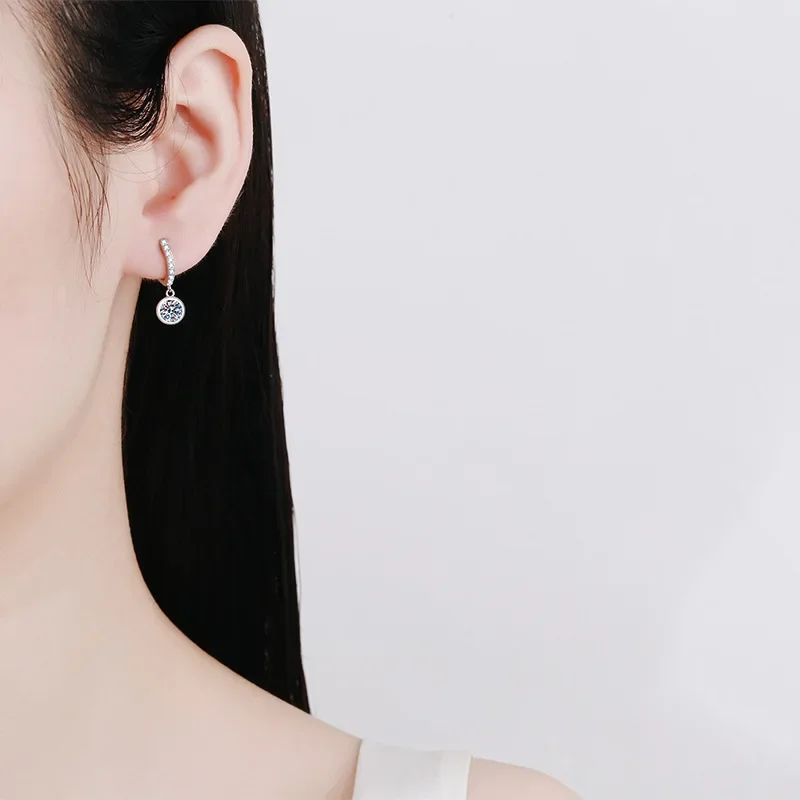 S925 Sterling Silver Moissanite Earrings Bubble 50 Cents 1 Carat D Colored Diamond Earrings Wedding Jewelry Wholesale