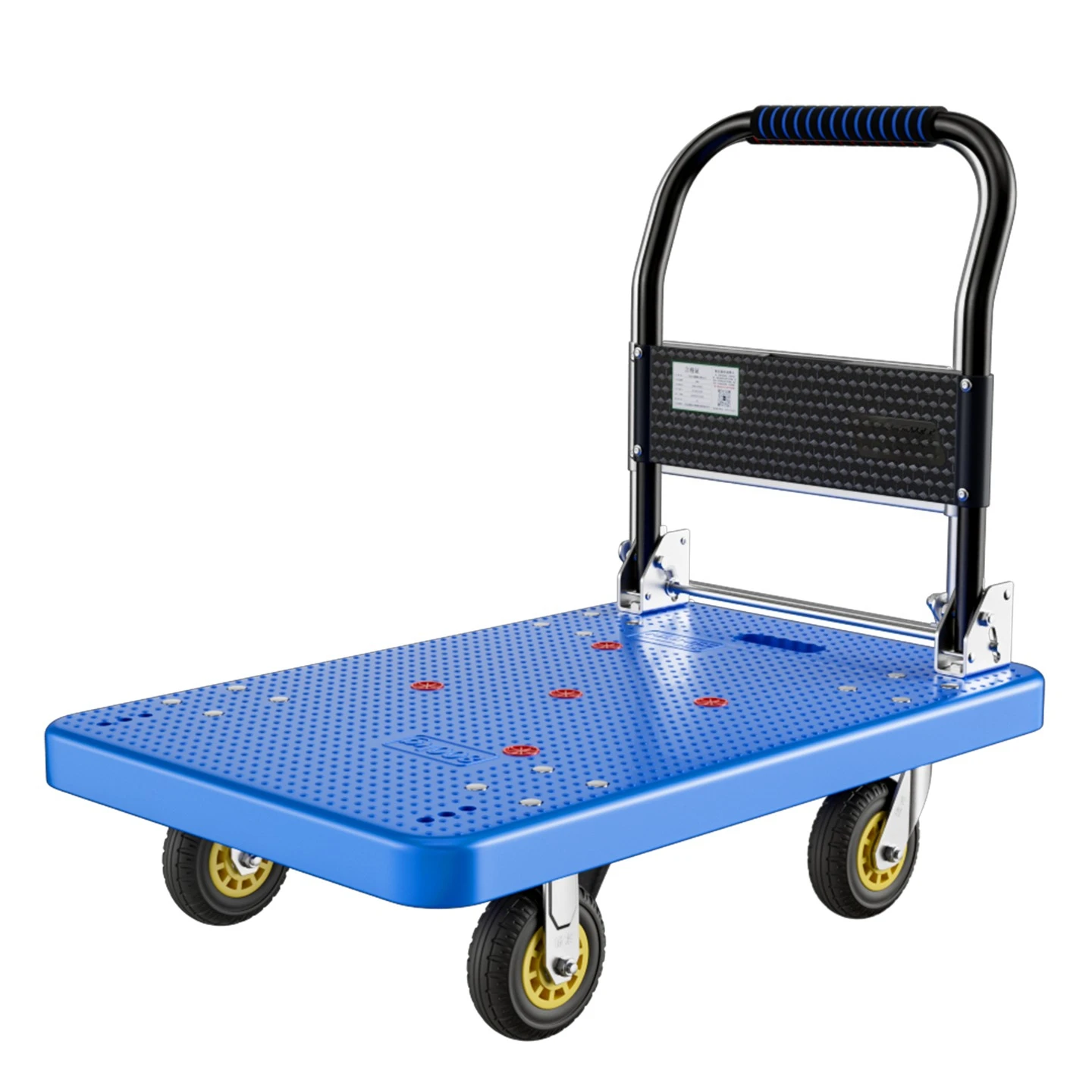 Hochbelastbarer, faltbarer Vierrad-Plattformwagen aus Kunststoff, 200 kg Tragkraft, Industrie-Plattformwagen, Lagerwagen, OEM-Werkzeugwagen
