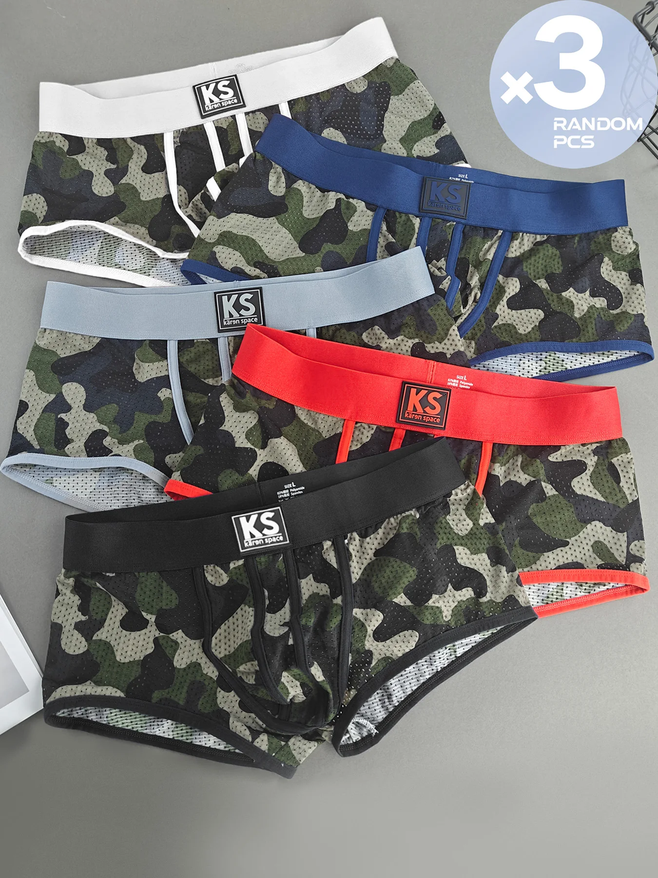 

Sexy Underwear Men Boxer Briefs Cueca Gay Male Panties Mesh Camouflage Fashion Men Under Wear Lingerie Underpants Randomly 3PCS