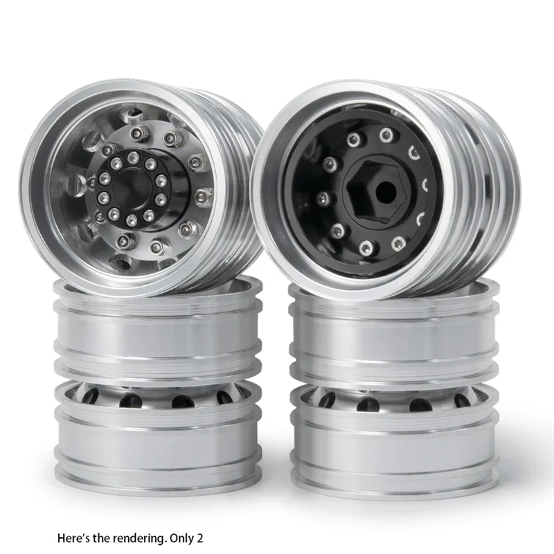 Metal Front Rear Wheel Rim Hubs for Tamiya Truck 1/14 RC Tractor Trailer Cargo Car Wheels Tires,Rear 44Mm,2PCS