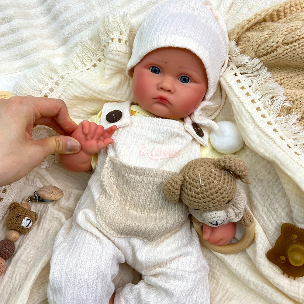 18inch Chubby Full Solid Silicone Reborn Doll Lifelike Realistic Weighted Newborn Doll Model for Educational Display