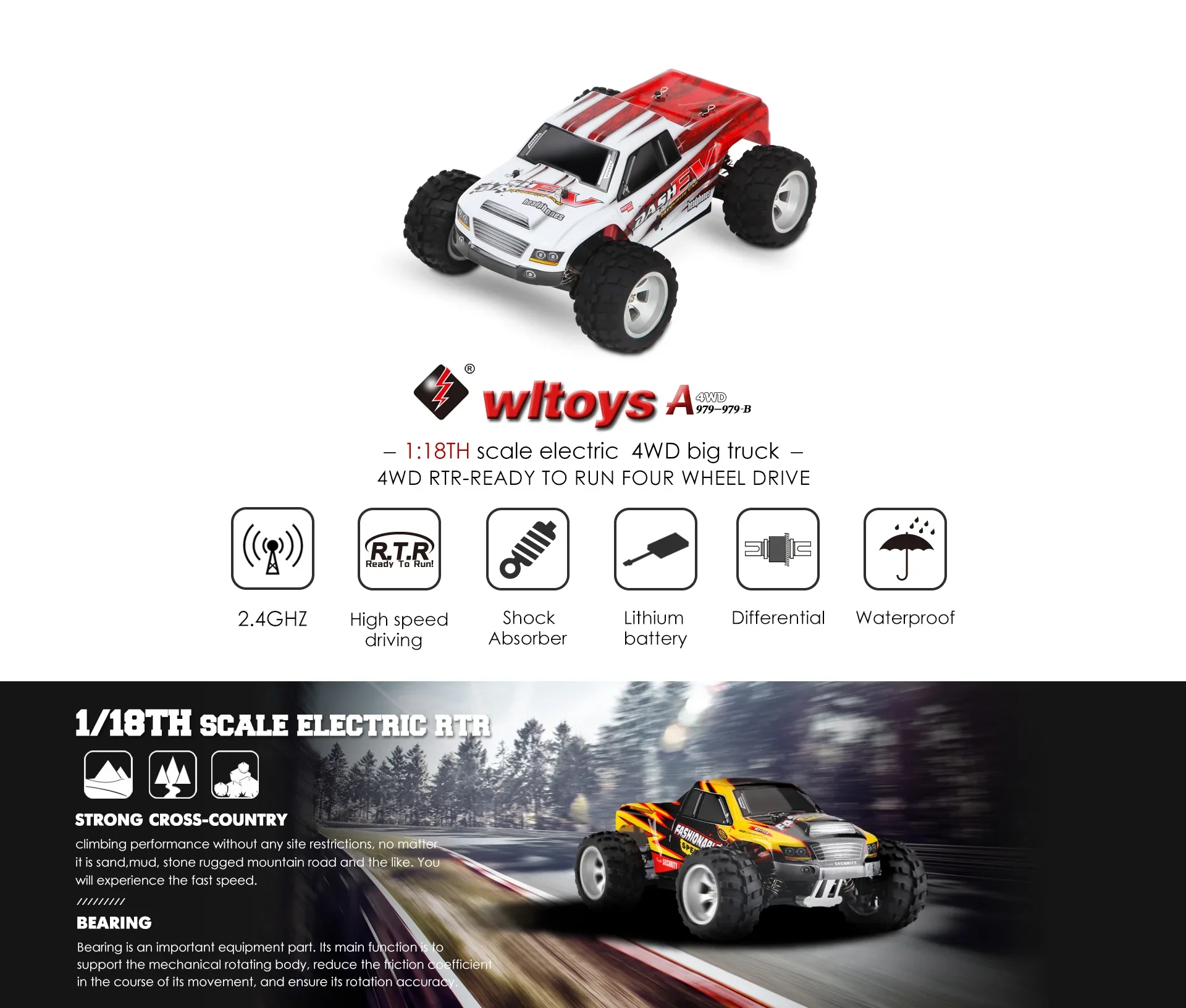 WLtoys A979 RC Cars  Electric Four-wheel Drive Brushless Off-road Vehicle Remote Control Model Alloy Off-road