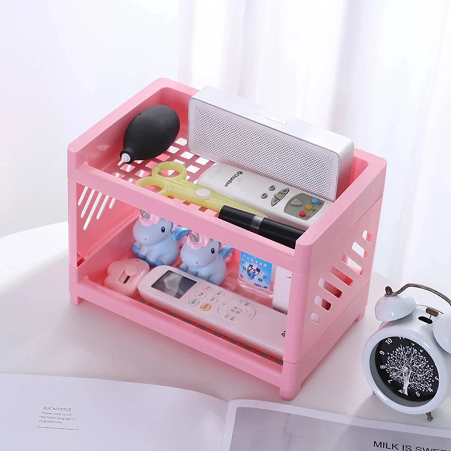 

Multifunctional Double-layer Rack Shelf Desktop Rack Plastic Desk Shelves Cosmetic Sundries Organizer