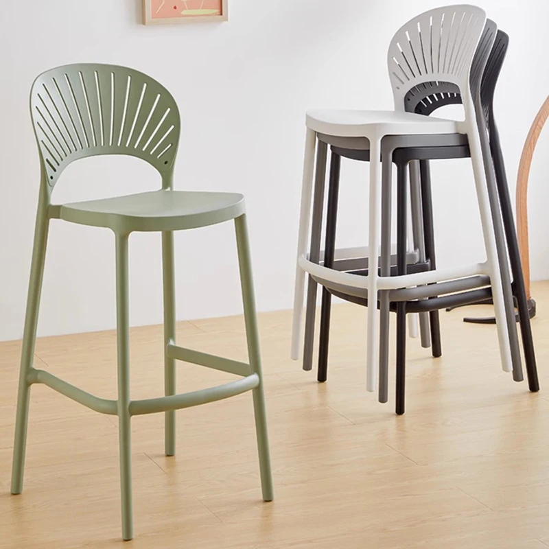 Plastic Shell Bar Chair Makeup Artist Reception Desk Barstool Kitchen Island Bar Stool Square Vanity Taburete Alto Furniture