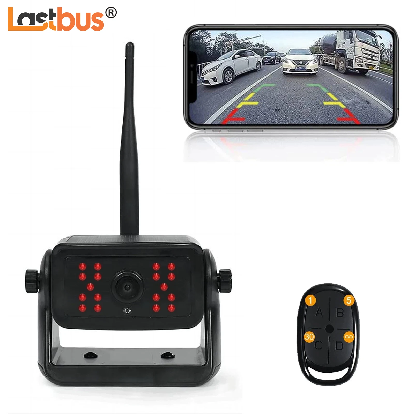 Cámara de respaldo Lastbus 5G WiFi con batería recargable de 5000mAh Base magnética Solar para flotador de caballos caravana RVs Van remolque