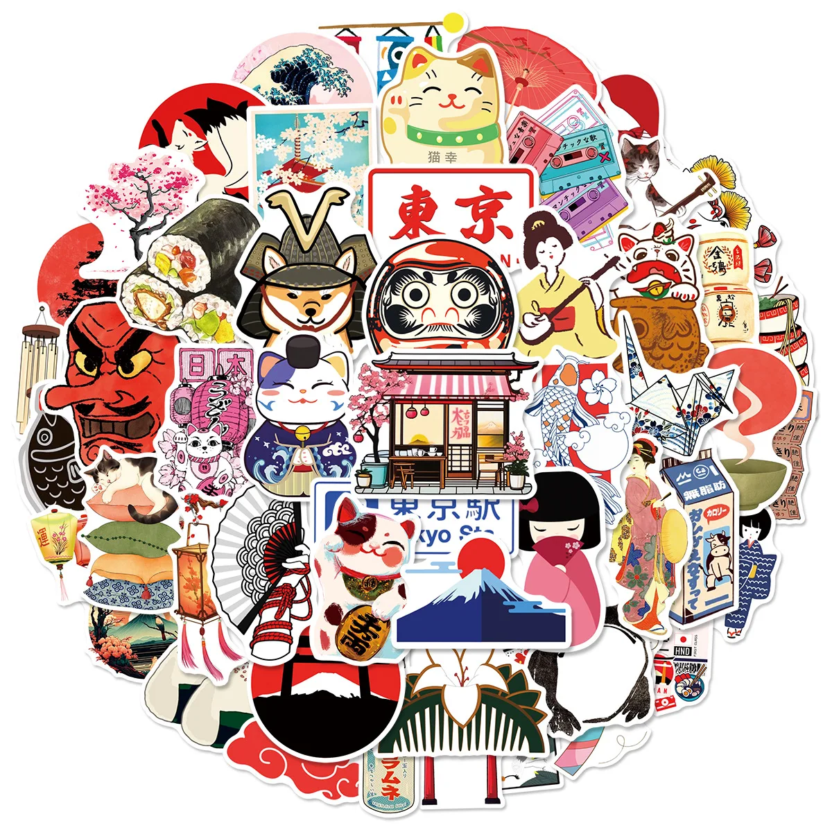 

50pcs INS Style Japanese Tokyo Cartoon Stickers Aesthetic Decorative Scrapbooking Diary Phone Case Cute Sticker Packs