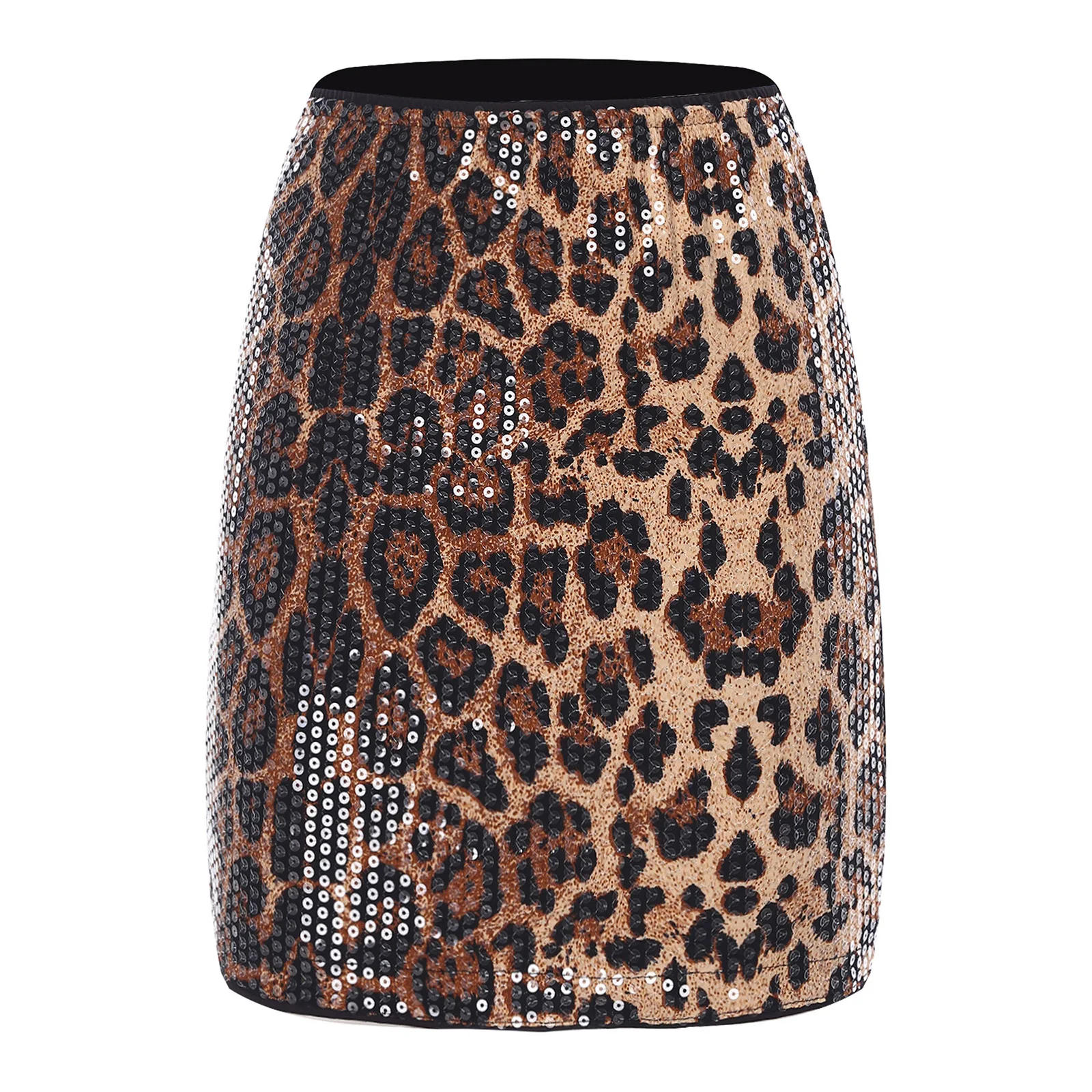 Women's Fashion Leopard Print Mini Skirt High Waist Elastic Waist Hip Wrap A-line Skirt Fashion Club Party High Look Wear