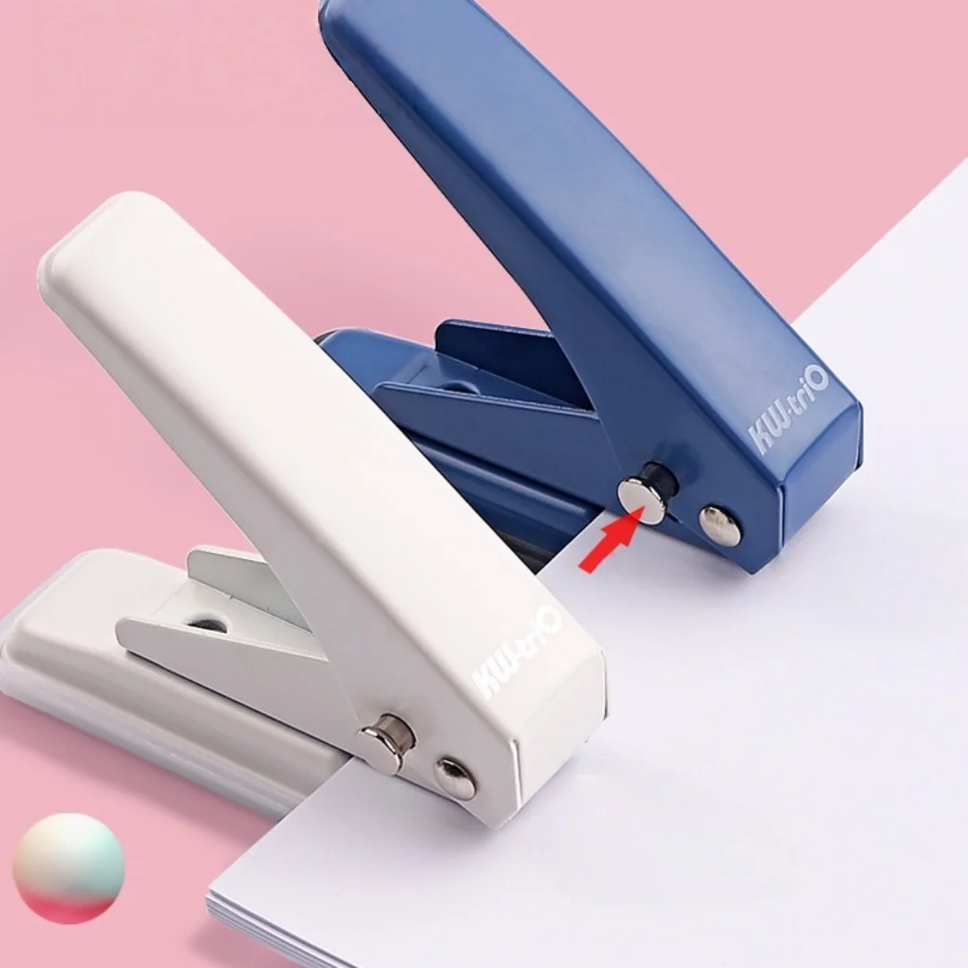 1pc Random Color Single Hole Punch, Heavy Duty Metal Paper Punch, Office School Stationery