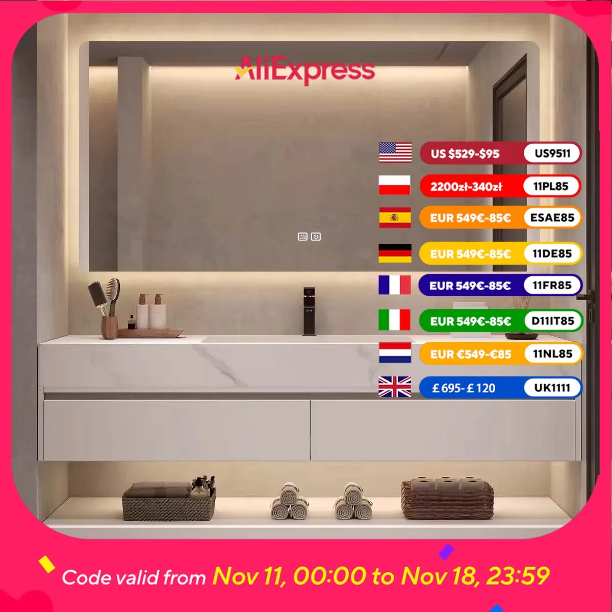 

Internal Storage Bathroom Cabinet Lighting Mirror Makeup Wall Bathroom Cabinet Vanity Toilet Meuble Salle De Bain Home Furniture