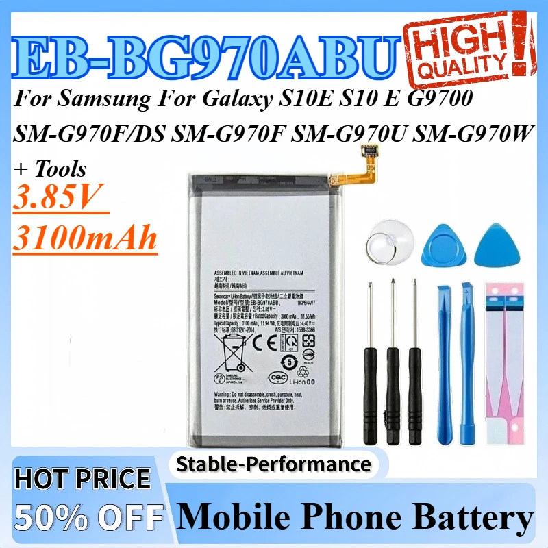 

3.85V 3100mAh EB-BG970ABU Battery For Samsung For Galaxy S10E S10 E G9700 SM-G970F/DS SM-G970F SM-G970U SM-G970W + Tools