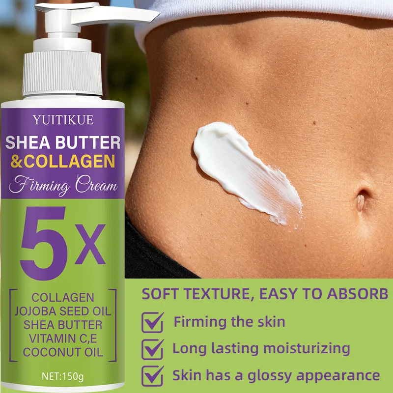 YUITIKUE Shea Butter & Collagen Firming Cream - 5X Formula, Long-Lasting Moisturizing & Skin Firming, For All Body Parts, 150g