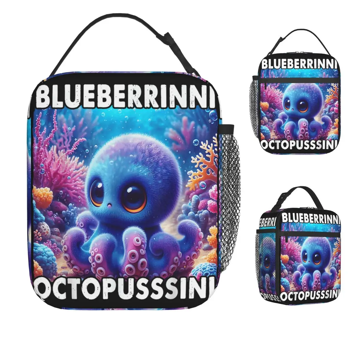 

Blueberrinni Octopussini Italian Brainrot Meme Lunch Bag Casual Lunch Box Portable Zipper Tote Food Bags Designer Cooler Bag
