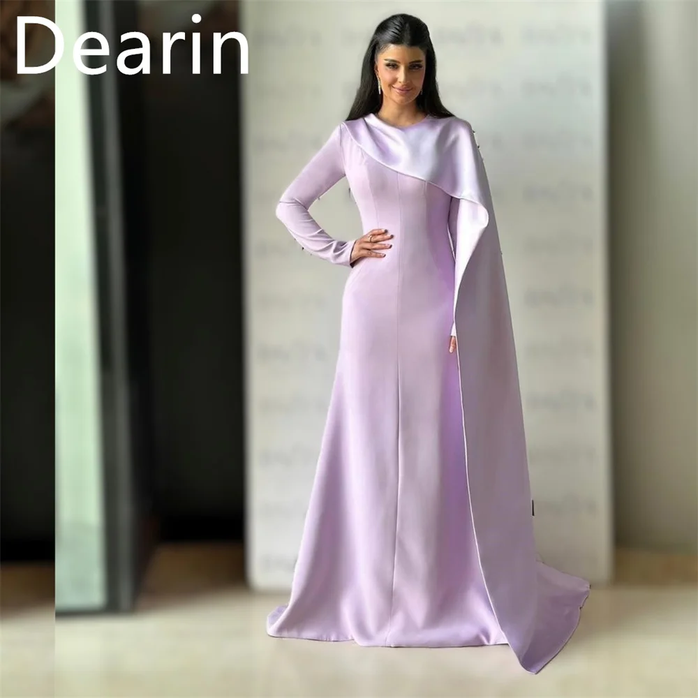 

Customized Prom Dress Formal Women Dearin Jewel A-line Floor Length Skirts Stole Bespoke Occasion Dresses Evening Gown