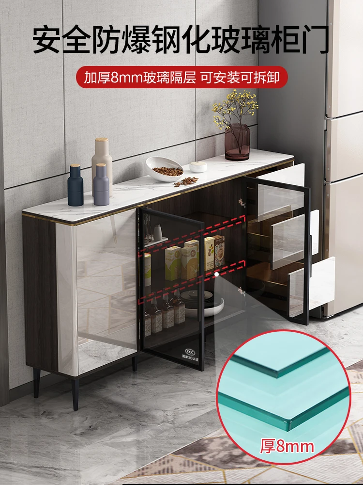 Light luxury rock board dining side cabinet, kitchen storage, tea water cabinet, modern minimalist side cabinet, bowl cabinet