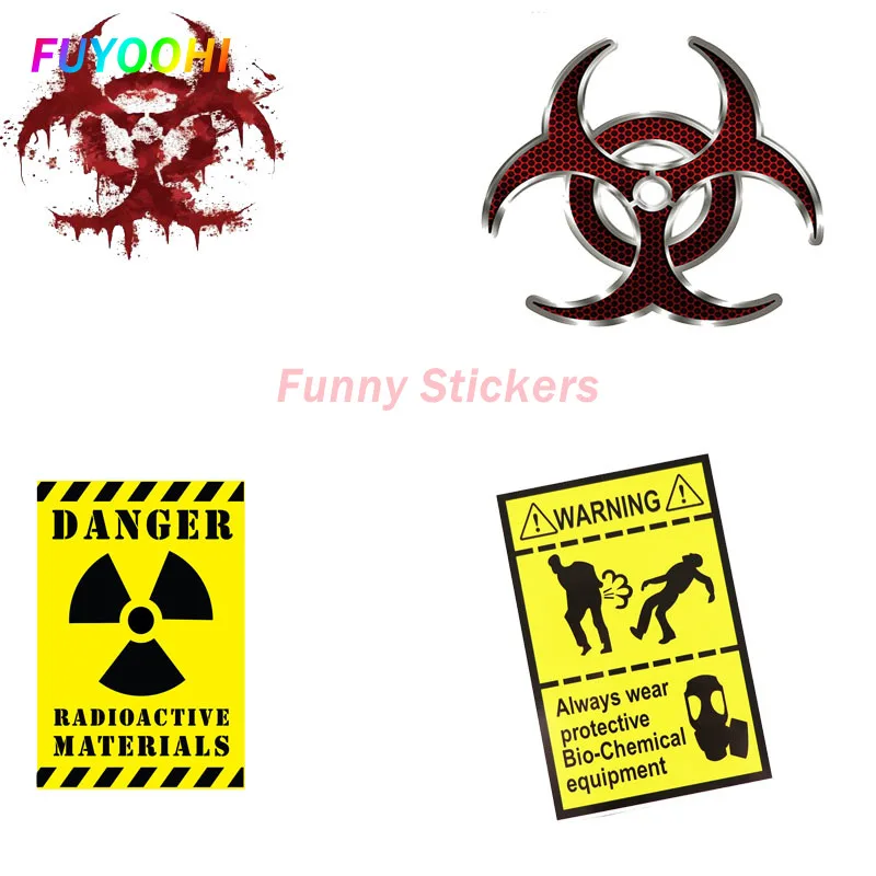 FUYOOHI Play Stickers Funny Dangerous Biohazard Signs Warning Marks Car Stickers and Decals Bumper Laptop Motorcycle Decal