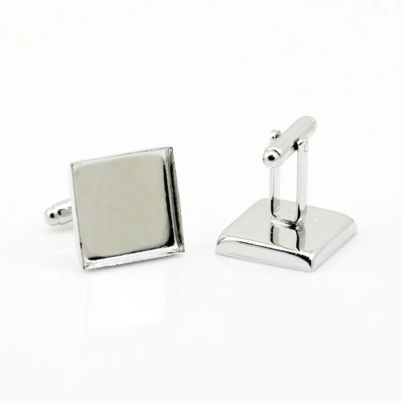 200pcs DIY Findings Blank Cufflinks Settings with 12 16 18  20mm Square Deep Wall Bezel Resin Cabochons Bases Men's Cuff Links