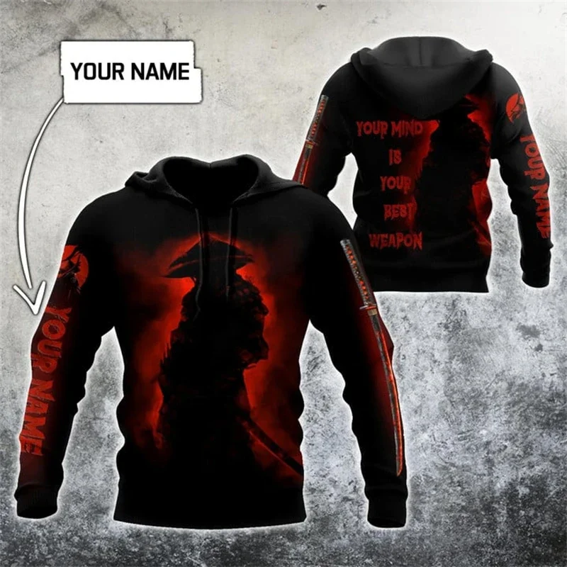 

New Men's Hoodie Japanese Samurai 3d Printed Fashion Street Long Sleeve Hooded Sweatshirts Casual Jacket Pullovers Outdoor Coat