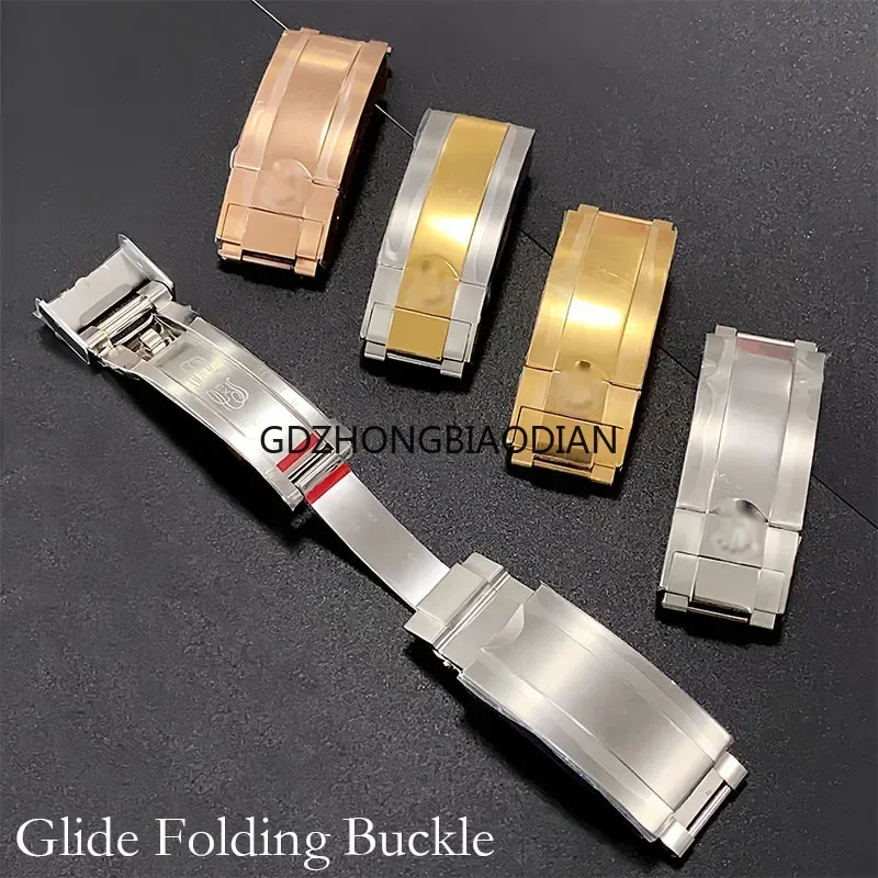 

16mm Stainless Steel Slider Lock Watch Clasp for Rlx SUB 116610 116613 Fine-tuning Pull Button Buckle Aftermarket Watch Parts