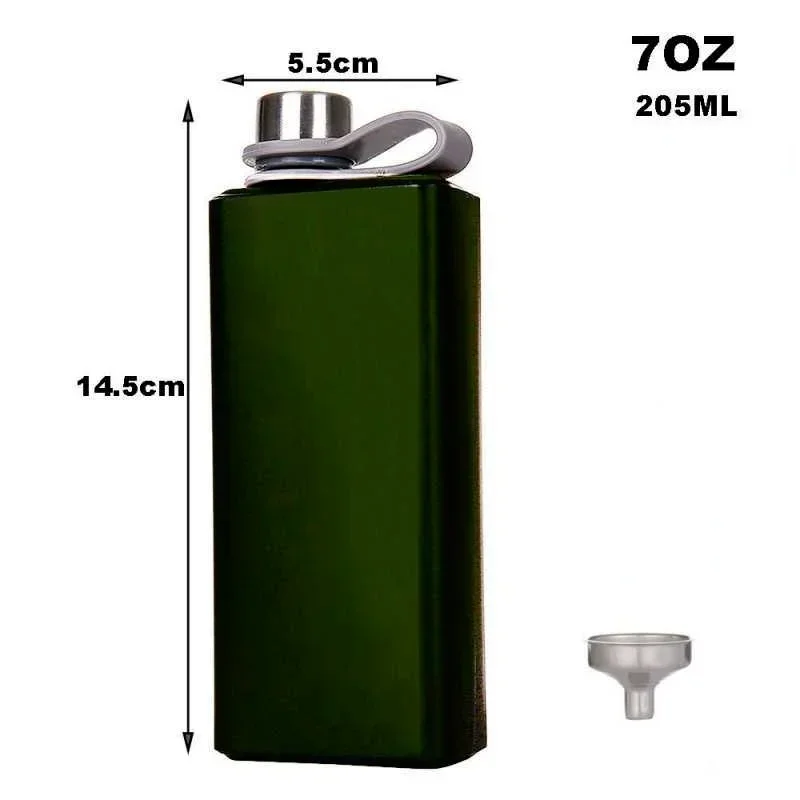 Stainless Steel 7oz Pocket Hip Flask Drink Alcohol Whiskey Flasks Russian Liquor Pot Black Painted Wine Bottle As Gift